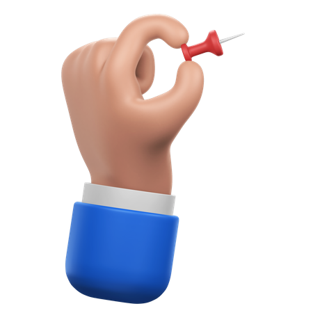 Hand Holding Push Pin  3D Icon