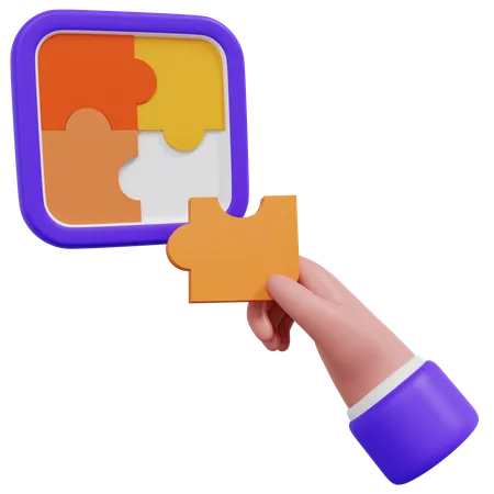 Hand Holding Puzzle  3D Icon