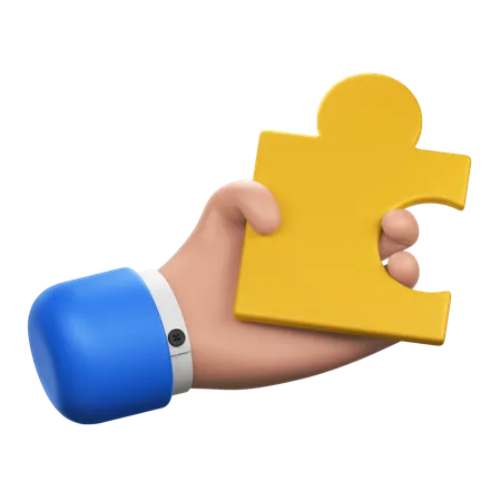 A Hand Holding A Puzzle Piece Symbolizing Problem Solving Or Collaboration 3D Icon