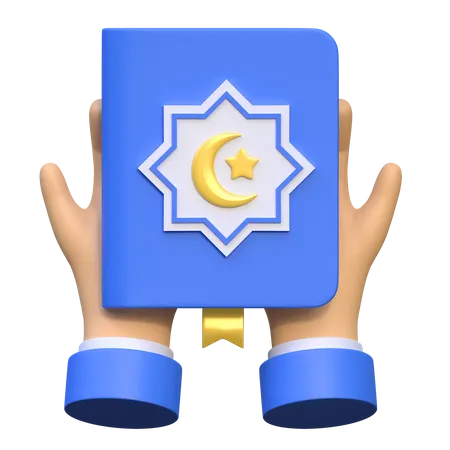 Hand Holding Quran Icon Ramadan 3 D Illustration 3D Icon