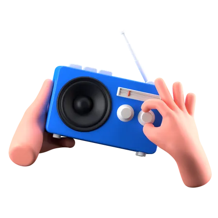 Hand Holding Radio  3D Icon
