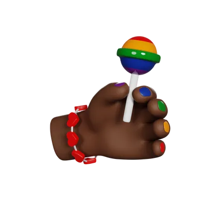 Hand Holding Rainbow Candy  3D Icon