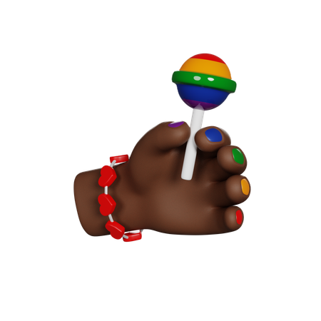 Hand Holding Rainbow Candy  3D Icon