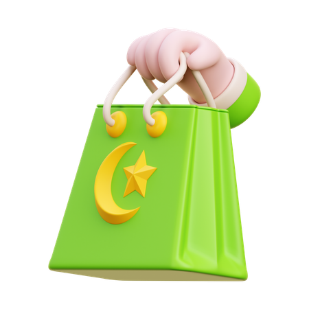 Hand Holding Ramadan Shopping  3D Icon