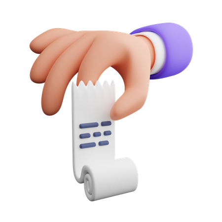 Hand Holding Receipt Bill  3D Icon