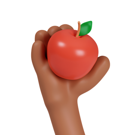 Hand Holding Red Apple  3D Icon