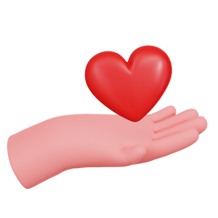 Hand Holding Red Hearth  3D Icon