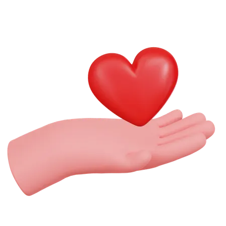 Hand Holding Red Hearth  3D Icon