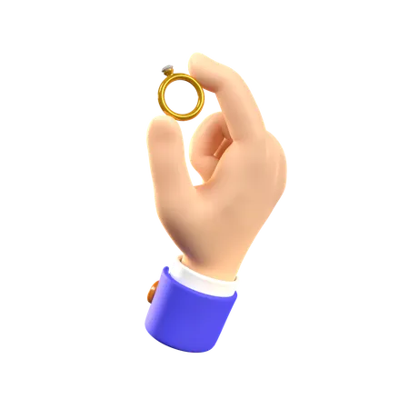 Hand Holding Ring  3D Icon