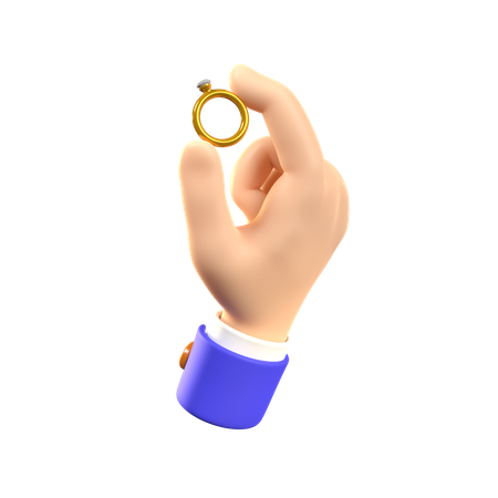 Hand Holding Ring  3D Icon