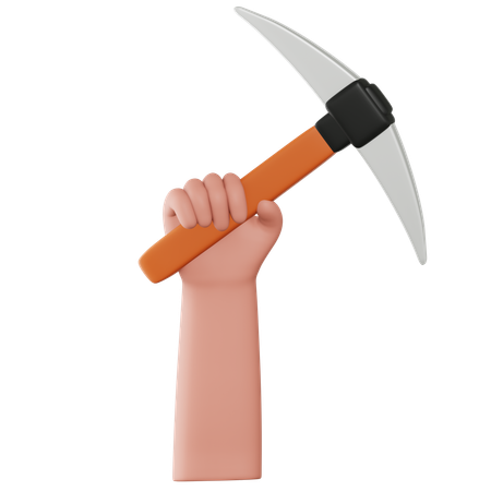 Hand Holding Rock Hammer  3D Icon