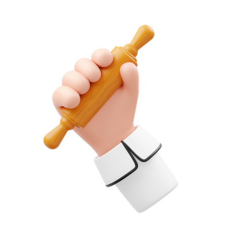 Hand Holding Rolling Pin  3D Icon