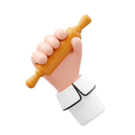 Hand Holding Rolling Pin  3D Icon