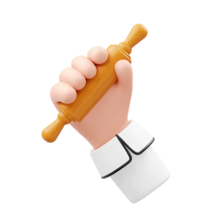 Hand Holding Rolling Pin  3D Icon