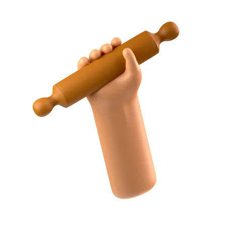 Hand holding rolling pin  3D Icon