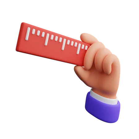 Hand holding ruler  3D Icon