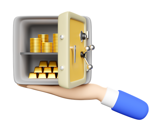 Hand Holding Safe Box  3D Icon
