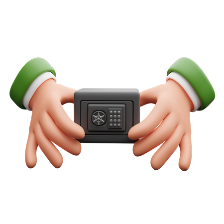 Hand holding safe deposit box  3D Icon