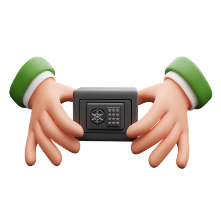 Hand holding safe deposit box  3D Icon