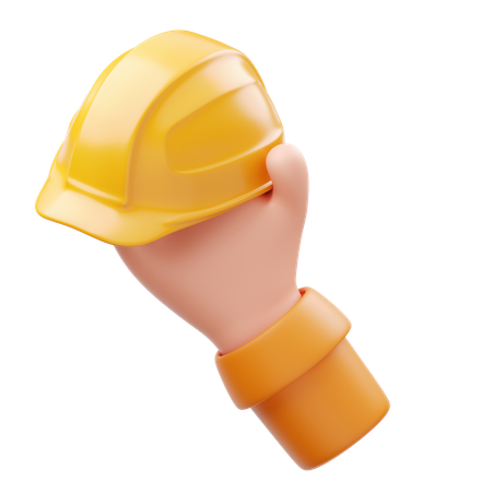 Hand Holding Safety Helmet  3D Icon
