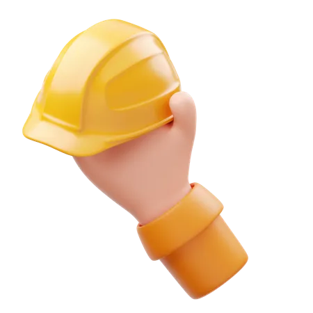 Hand Holding Safety Helmet  3D Icon