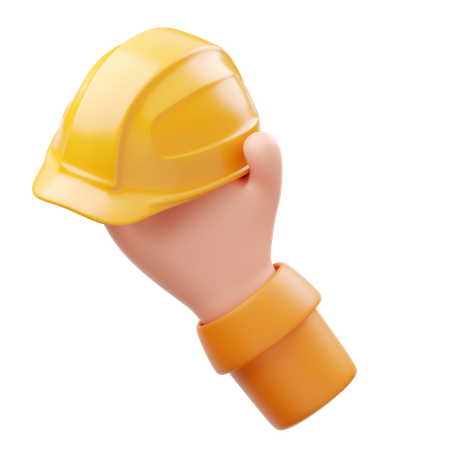 Hand Holding Safety Helmet  3D Icon