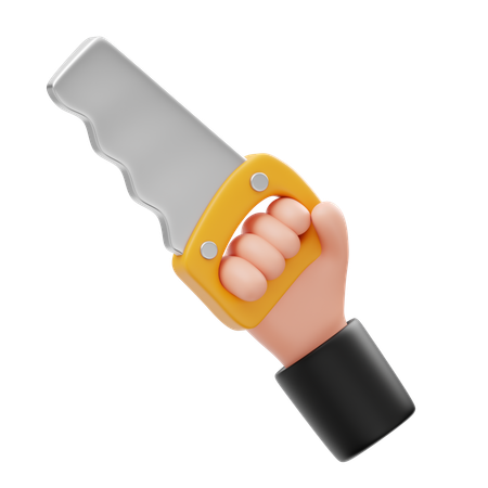 Hand Holding Saw  3D Icon