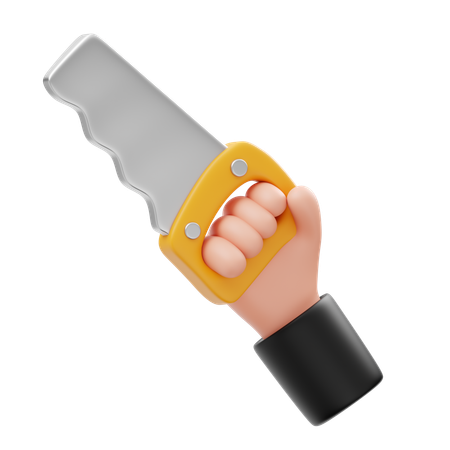 Hand Holding Saw  3D Icon