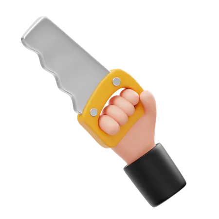 Hand Holding Saw  3D Icon