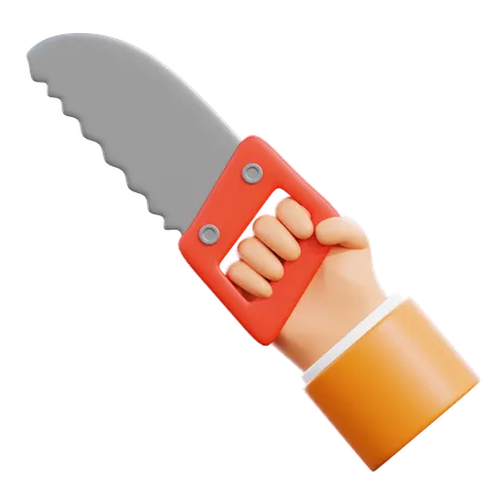 Hand holding saw  3D Icon