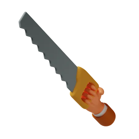 Hand Holding Saw  3D Icon