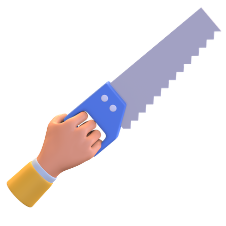 Hand holding saw  3D Illustration