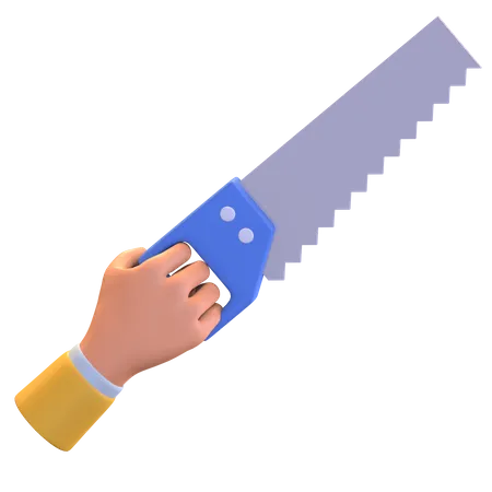 Hand holding saw  3D Illustration