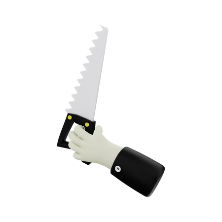 Hand Holding Saw  3D Illustration