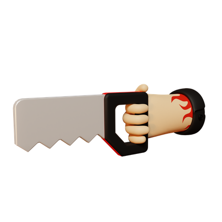 Hand holding saw  3D Illustration