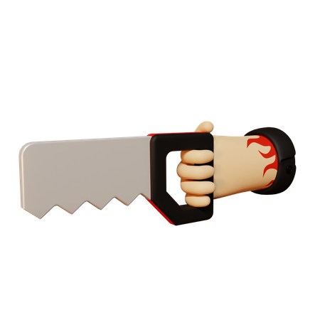 Hand holding saw 3D Illustration