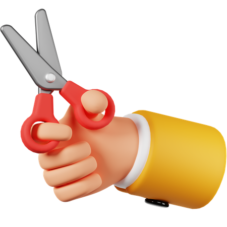 Hand Holding Scissor  3D Icon