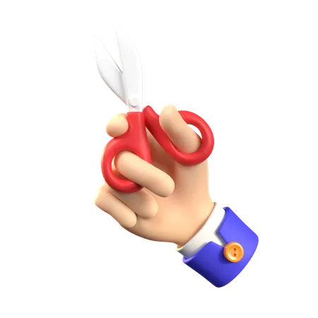 Hand Holding Scissors  3D Icon