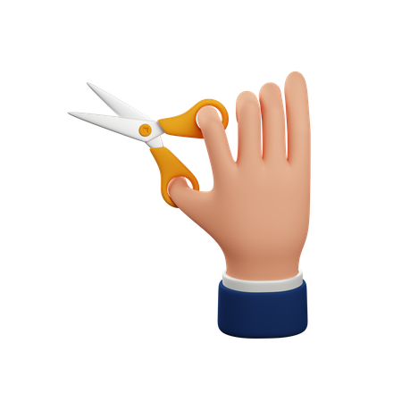 Hand Holding Scissors  3D Icon