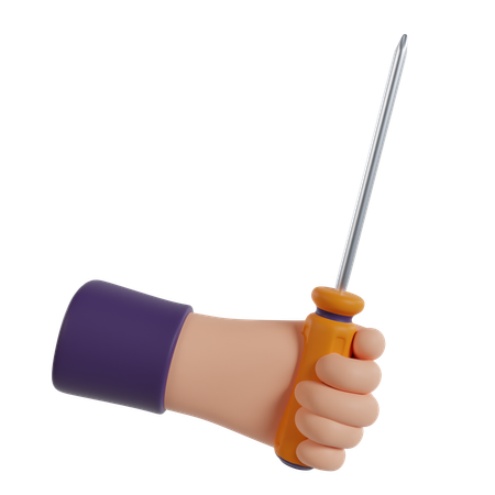 Hand Holding Screwdriver  3D Icon
