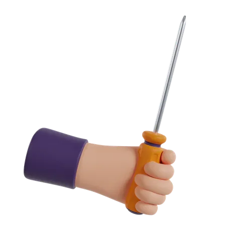 Hand Holding Screwdriver  3D Icon