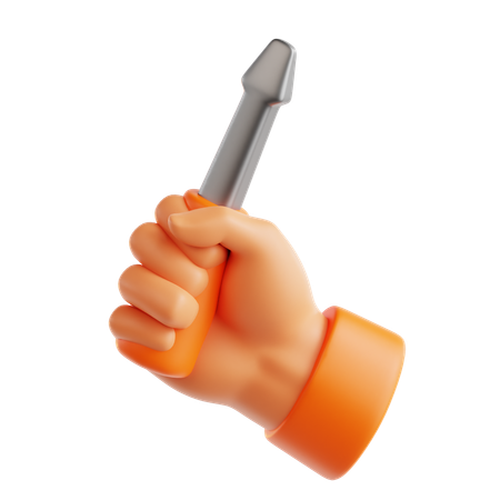 Hand Holding Screwdriver  3D Icon