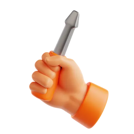 Hand Holding Screwdriver  3D Icon