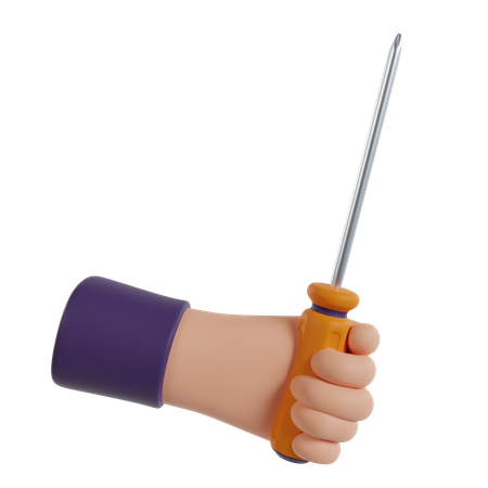 Hand Holding Screwdriver  3D Icon