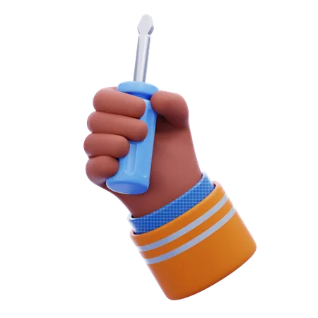 Hand holding screwdriver  3D Icon