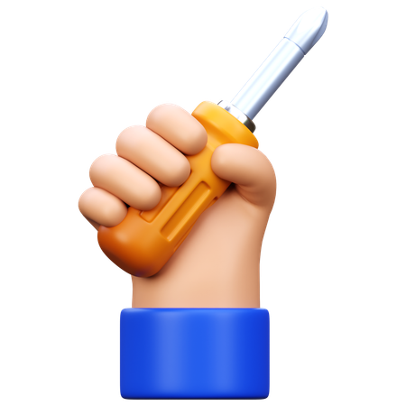 Hand Holding Screwdriver  3D Icon