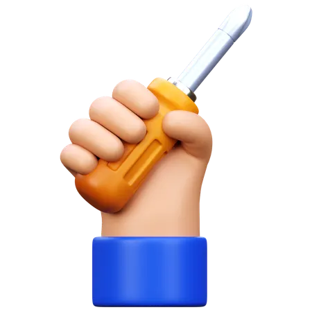 Hand Holding Screwdriver  3D Icon