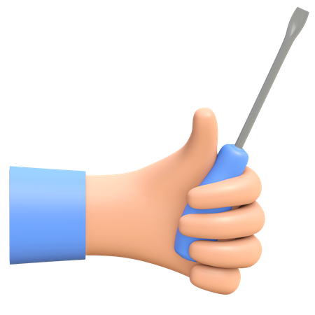 Hand holding screwdriver  3D Illustration