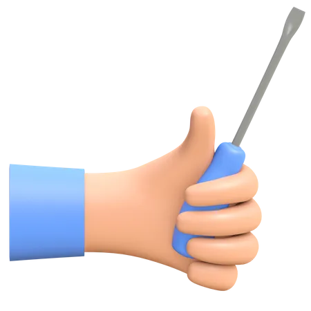 Hand holding screwdriver  3D Illustration