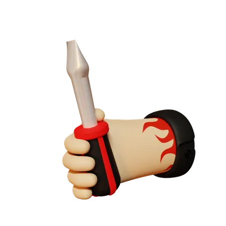 Hand holding screwdriver  3D Illustration